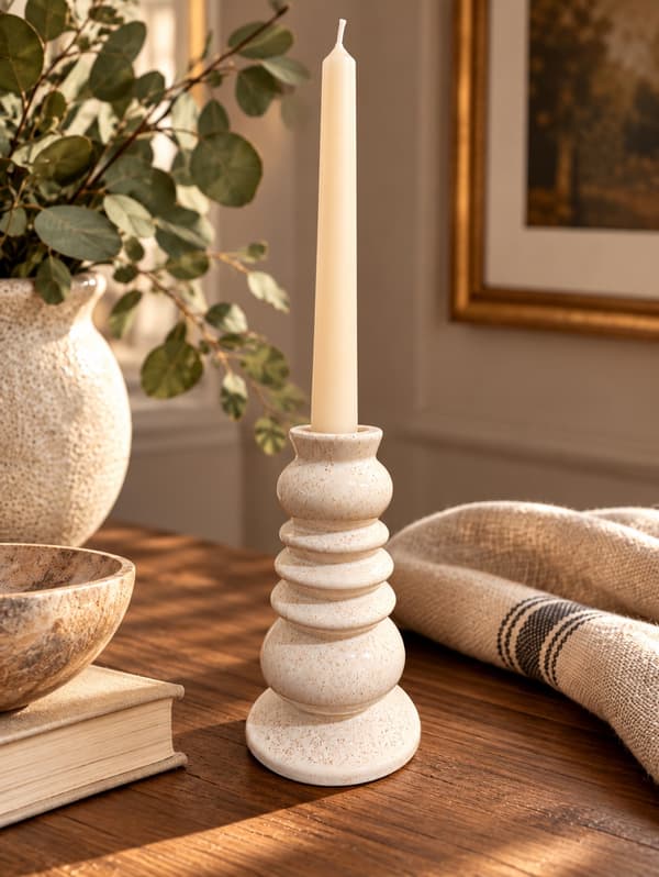 Ljusstake Keramik Creme 15,5 cm Creme