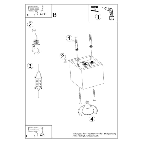 Taklampa QUAD 1 vit White