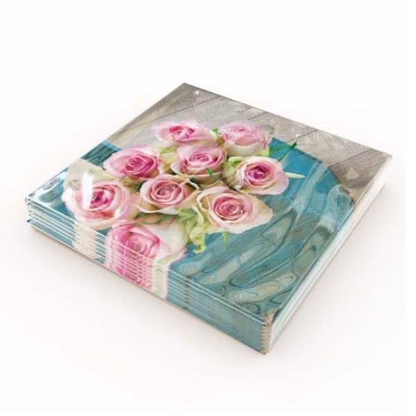 Servetter Rosor i korg 33x33cm multifärg