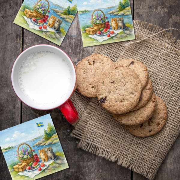 Kaffeservetter Skärgårdskatter 25x25cm 20-pack multifärg