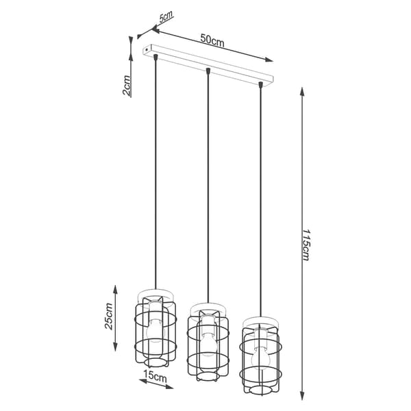 Taklampa GOTTO 3L Black