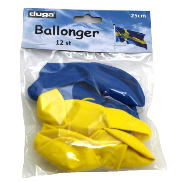 Balloner Gul Blå 12-pak 25 cm elev Yellow