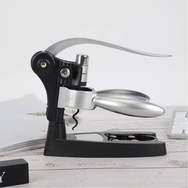Corkscrew Wine Bottle Opener With Foil Cutter, Extra Corkscrew and Stand - Brown (Silver)