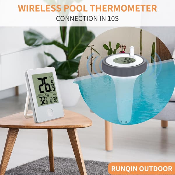 Digital trådløs flydende pooltermometer, vandtermometer, indendørs og udendørs pooltermometersæt, velegnet til swimmingpools, boblebade osv.