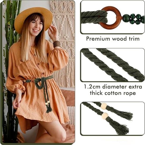 Belt - Tassel Belt - Thin Beaded Belt - Adjustable for Women - Versatile - Slim Women's Belt - Long String - Suitable for Skirts, Jeans