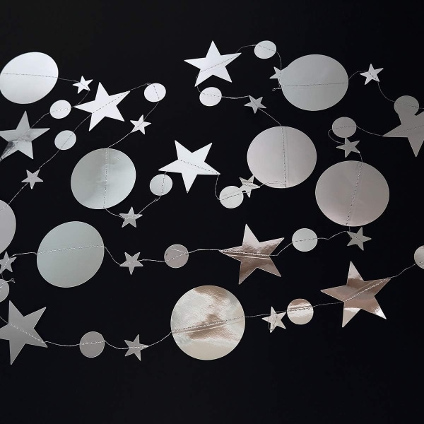 Bling Bling Silver Twinkle Star Girlang Streamer Kit för Festdekorationer Glitter Metallic