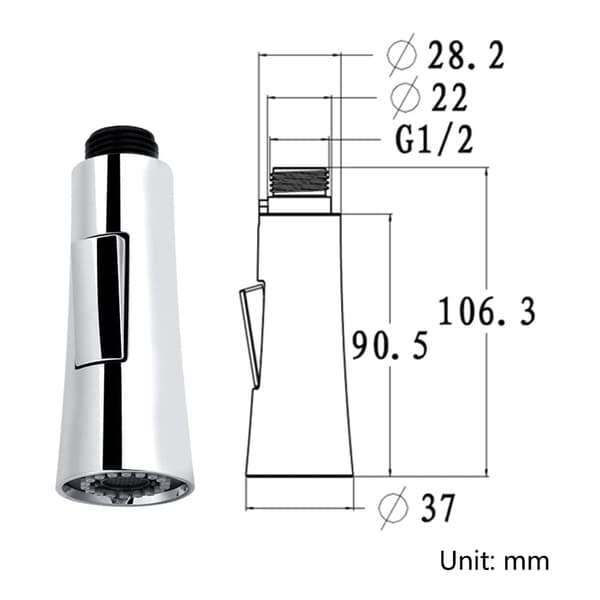 Pull-Out Kitchen Faucet Spray Head 2 Functions Handheld Sprayer, Faucet Aerator Head Replacement Parts Universal G1/2 Replacement