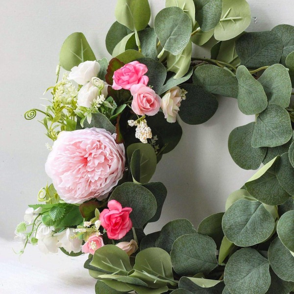 38,1 cm konstgjord blomkrans sidenblomkrans vår/sommargirlang med gröna blad