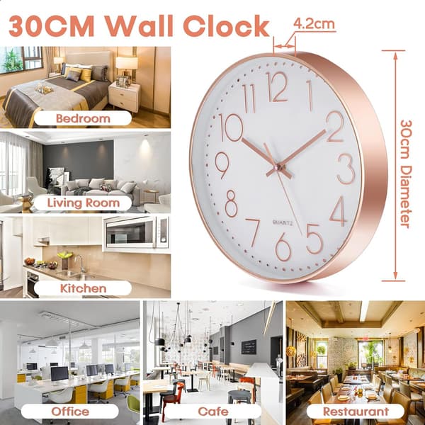 30cm Väggklocka, Kvarts Väggklocka, Överdimensionerad Digital Tyst Klocka för Vardagsrum, Sovrum, Kontor,