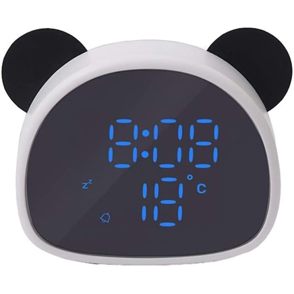 Söt Panda väckarklocka, digital LED skrivbordsklocka för sängbord (svart)