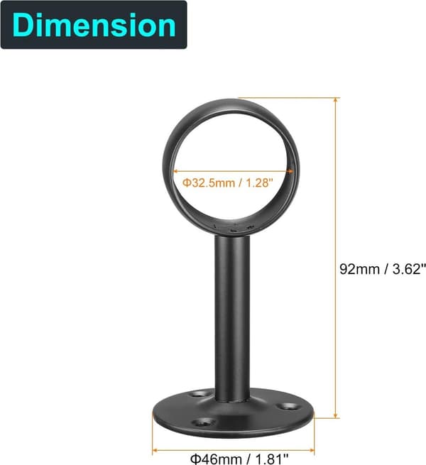 To skabsstænger - rustfrit stål - 32 mm - sort