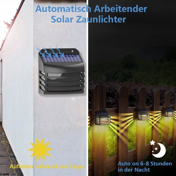 2-pack solcellslampor för utomhusbruk - Vattentäta - Staketbelysning för uppfart, staket, uteplats, framsida