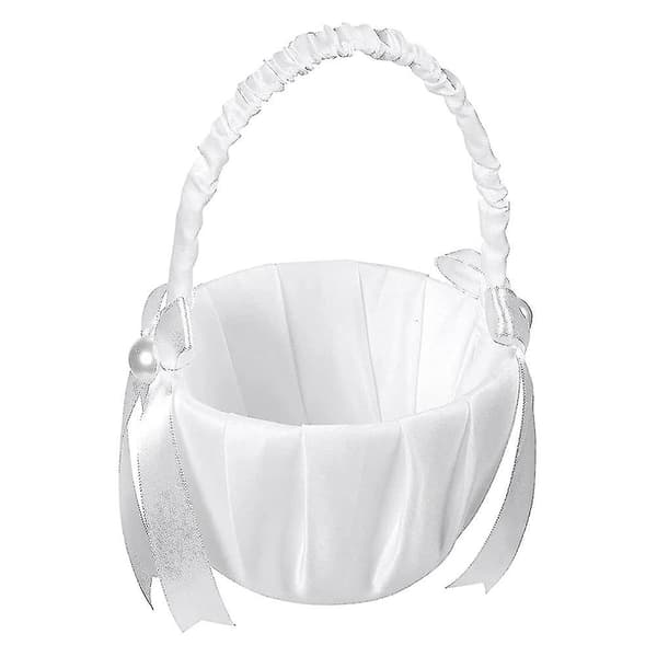 2-pack bröllopsblomkorg i satin med rosett, blomkorg för fest