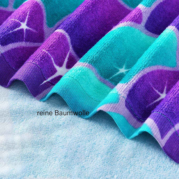 Sjöjungfru Strandhandduk - 160 x 80 cm Badhandduk för Barn Bomull Terry Cloth Mjuk Hudvänlig Absorberande Resedusch Simning Camping Handduk