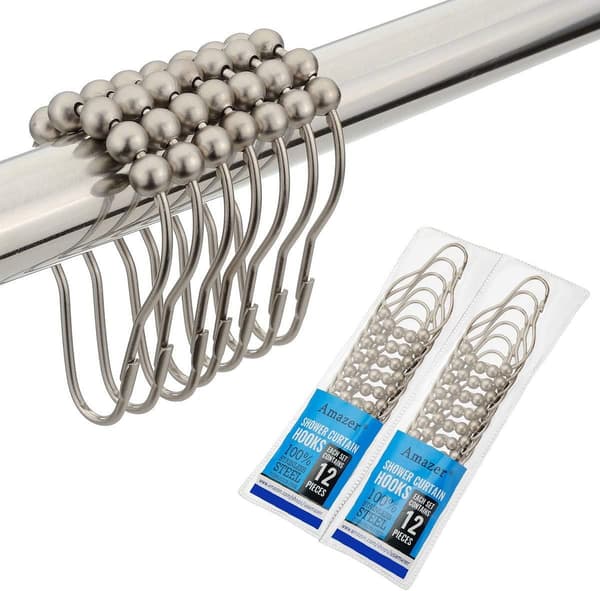 2-pack duschdraperikrokar, rostfria duschdraperikrokar och krokar - set med 24 - matt nickel