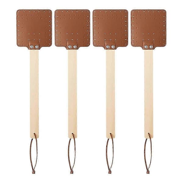 4 Stycken 44 cm Flugsmälla Läder Flugsmälla Lång Flugsmälla Manuell Flugsmälla Trähandtag B
