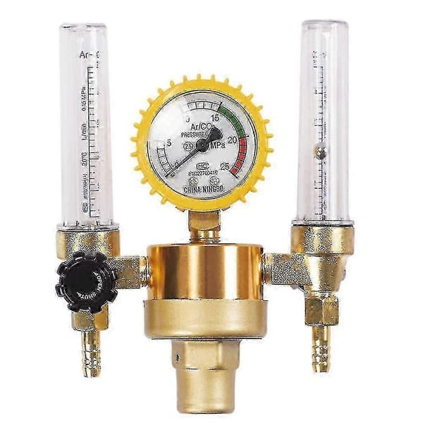 Argon Co2 Tryckreducerare Mig Tig Flödesmätare Kontrollventil Svetsgasregulator Dubbelrör