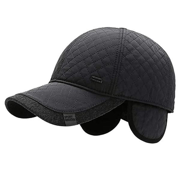 Harmaa talvinen baseball-lippis korvaläpillä, miesten lippis korvaläpillä