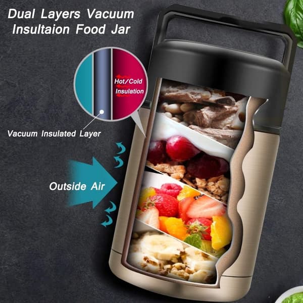 Mat Termos, 27Oz Bred Mun Thermos För Varm Mat Med Fällbar Sked