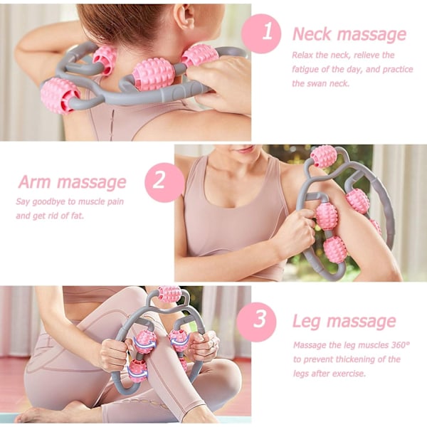 2025 Lämplig Muskelmassage Roller, 360° Anti Cellulit Djup Massage Skum Massage Roller, 5 Hjul Muskelroller