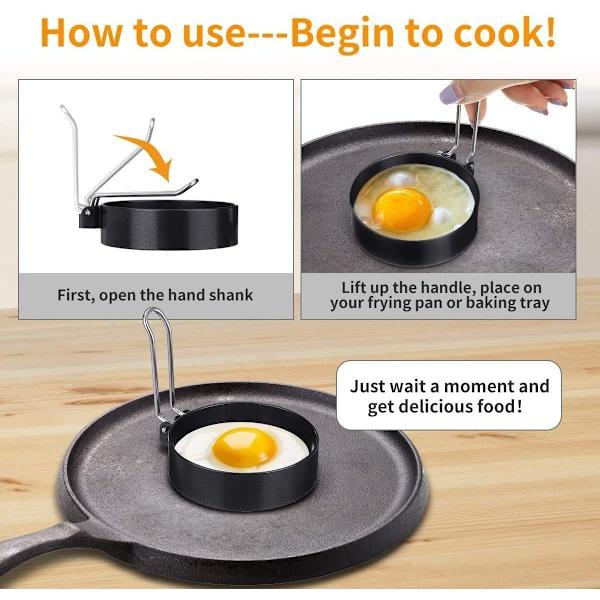 2-pack äggring, non-stick äggringar, pocherade äggringar, äggfriteringsringar (10,2 cm 2,1 cm)