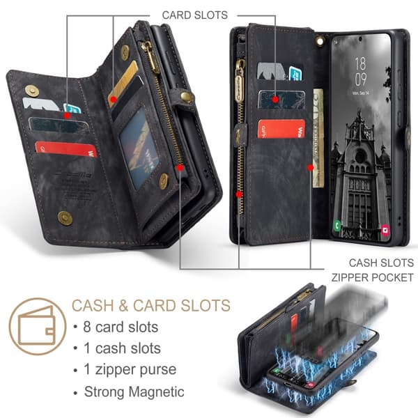 CASEME Galaxy S25 2-i-1 Etui Multifunktionelt Sort 170