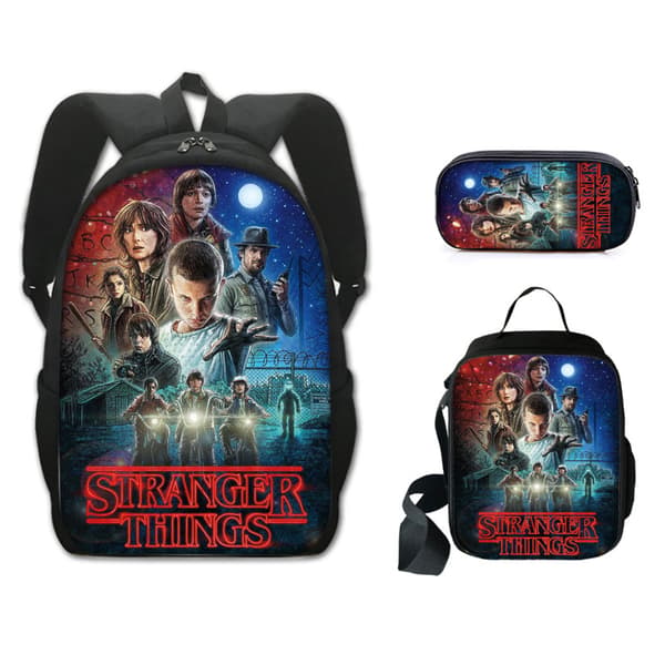 Stranger Things Anime Backpack Three-Piece Set: Backpack, School Bag, Pencil Case, Lunch Bag 4