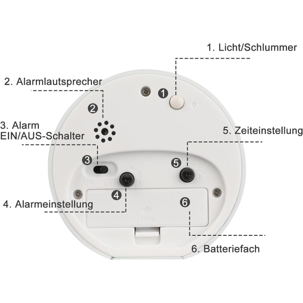 Analog väckarklocka för barn, pojke, flicka, tyst bordsur, batteridriven utan tickande