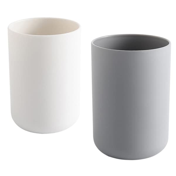 Toothbrush Cup, Toothbrush Holder for Bathroom, Plastic Cup 300ml (White and Grey)