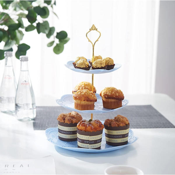 3-vånings dessertställ fruktfat godis cupcake serveringsbricka frukt godis buffé serveringsbricka