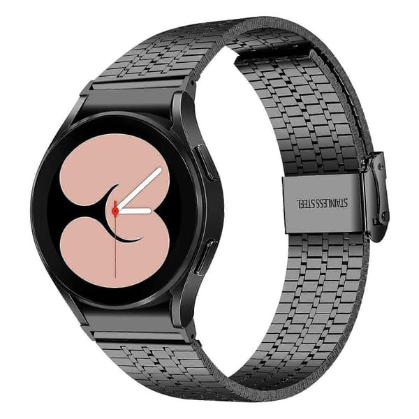 Til Samsung Galaxy Watch7 44mm 40mm Urrem 7-Perler Rustfrit Stål Armbånd - Sort