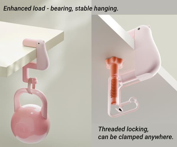 3-pack duck-like purse hooks, suitable for heavy use on desks - no drilling required, foldable and non-slip hooks.