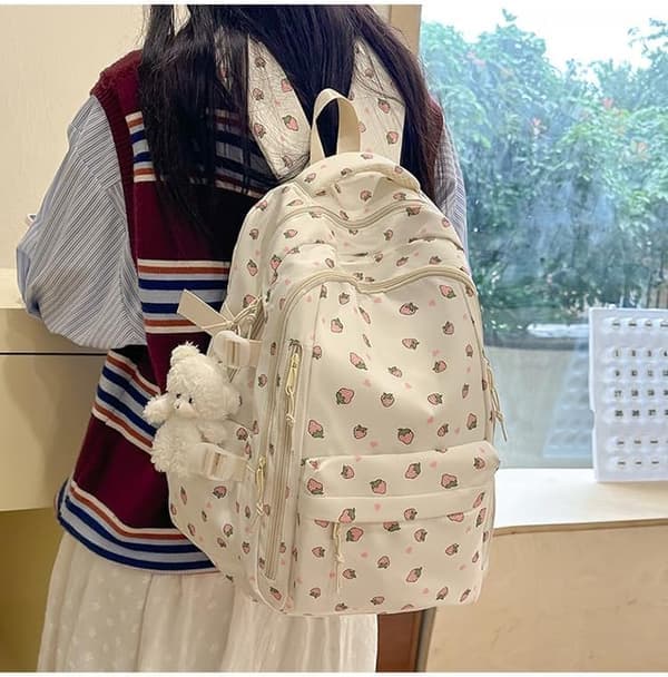 Floral Backpack Women - Laptop Backpack Daypack for Travel & University Cherry Cherry
