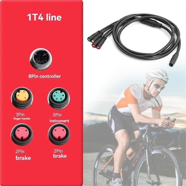 Vandtæt 8-bens hovedkabel til elcykelcontroller, instrumentbrætforbindelseskabel 2PIN+3PIN+5PIN f