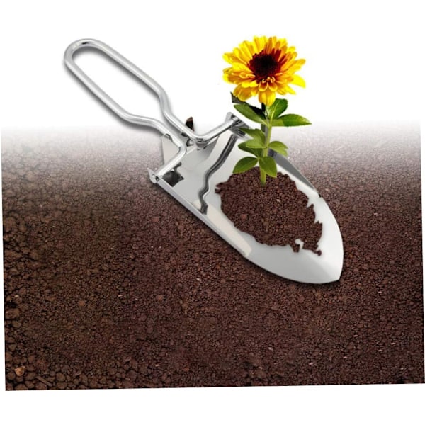 Miniatyr Spade Utomhus Trädgård Rostfritt Stål Silver Fällbar Mini Trädgårdsspade Polerad