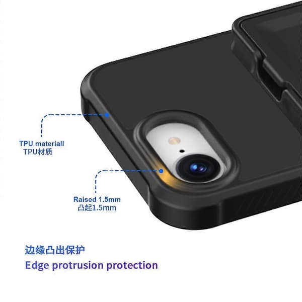 Case for Compatible iPhone 16e - Skin-Friendly TPU + PC Card Holder Case with Mirror Stand Black