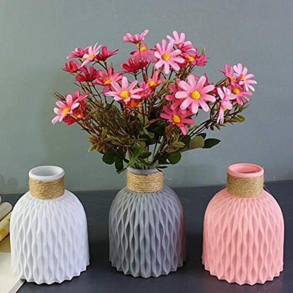 Plastblomvas, Heminredning Dekoration Inredning Tillbehör Prydnadsset Med 1 Vas För Heminredning ， Rosa