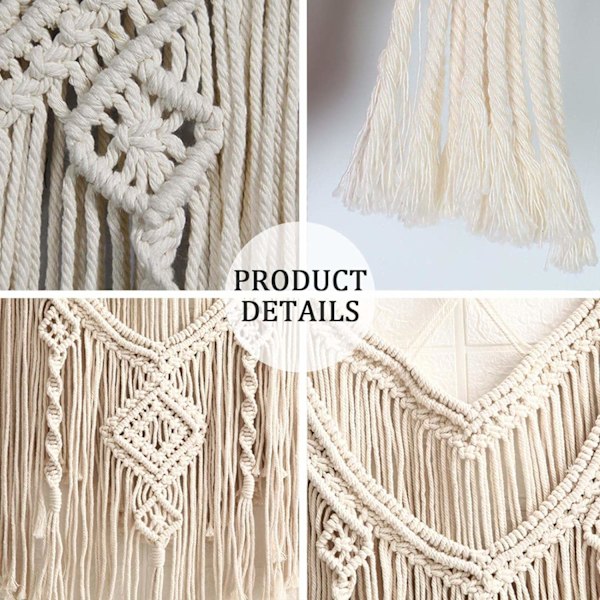 Macrame väggbonad väggdekor vävd boho chic bohemisk modern geometrisk heminredning