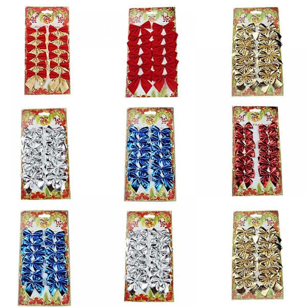 Liten flockad rosett julgransprydnad Xmasstyle288