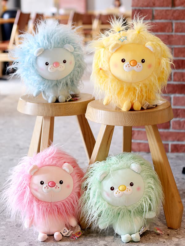 Long-haired little lion doll plush toy gift-yellow 38cm