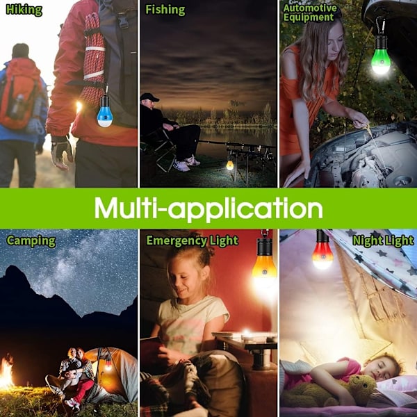 LED-campinglampa [4-pack] Bärbar LED-tältlykta 4 lägen för backpacking camping vandring