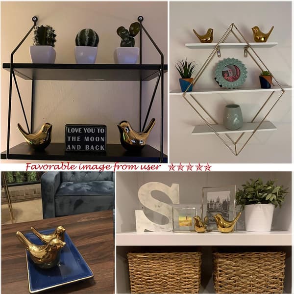 Guld Keramisk Djur Staty Heminredning Modern Stil Prydnad Två Stycken