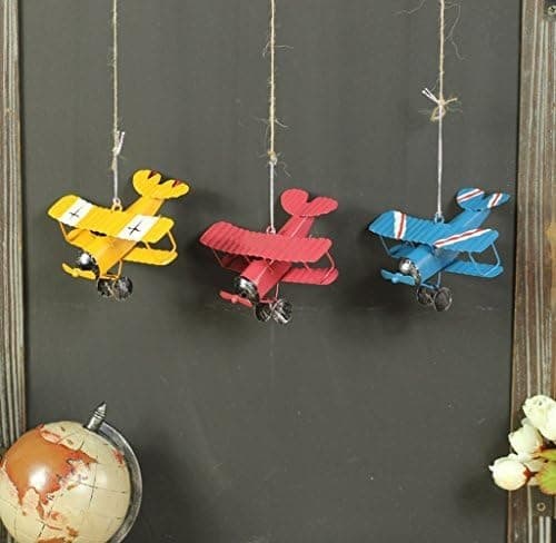 3-pack Vintage Metallplan Modell Järn Retro Flygplan Glidflygplan Biplan Hänge Modell Flygplan Barnleksak
