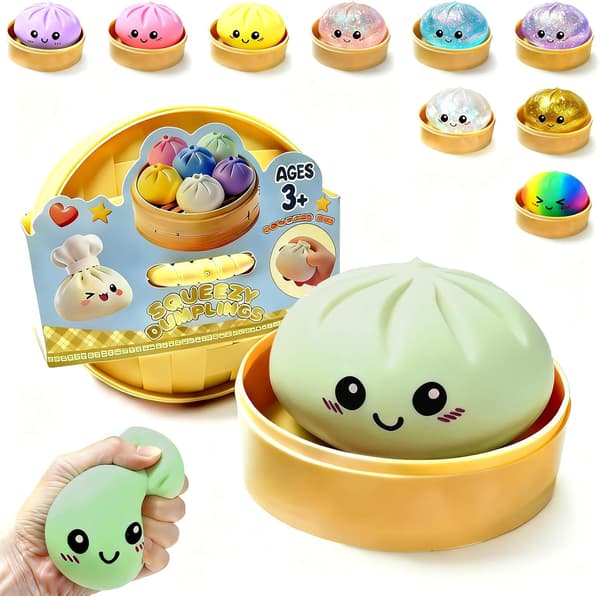 Dumpling Squishy Legetøj, Blødt Stressaflastende Klemmelegetøj i Melstil (Olivengrøn)