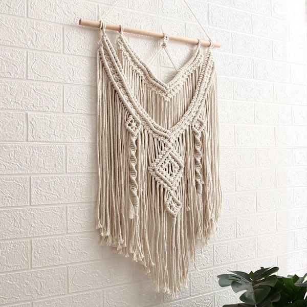 Macrame väggbonad väggdekor vävd boho chic bohemisk modern geometrisk heminredning
