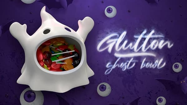 Halloween Glutton spøkelsesånd godteriskål festdekorasjon Hvit