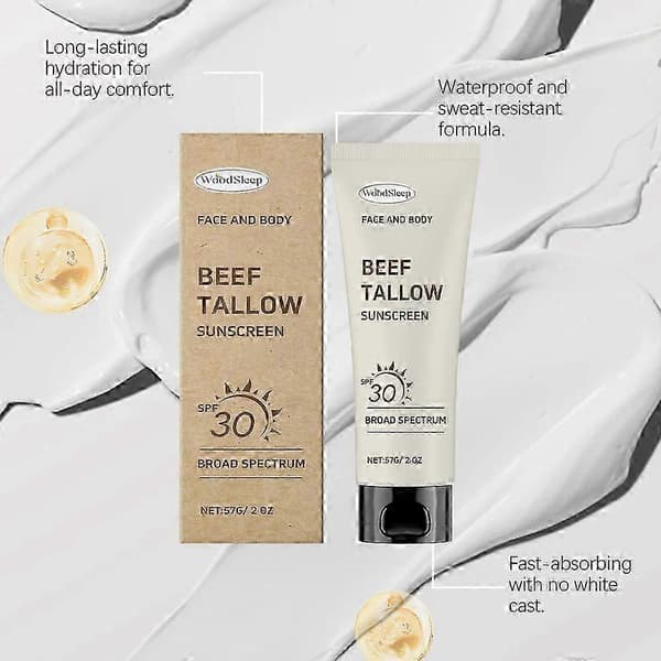Naturlig Mineral Solkräm SPF30 Nötfett Solkräm Ansiktskräm Talg Solskyddskräm för Ansikte Kropp