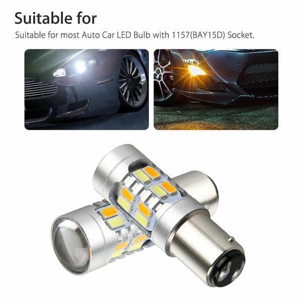2x 1157 Dobbeltfarvede Switchback 5630 6000K Hvide/Gule LED Blinklys Pærer