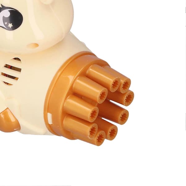 Automatic 9-Hole Bubble Machine Toy Unicorn Design Outdoor Play Handheld Electric Bubble Gun Durable Plastic 3+ Years for Kids Beige