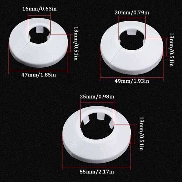 Decorative Rosette for Heating Pipes - 24-pack High-Quality Plastic Dimensions 16/20/25 mm Quick Installation 24 Pieces